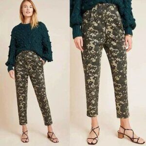 Anthropologie Amadi Camo Pants Camouflage Floral High Waisted Ankle Size L NEW